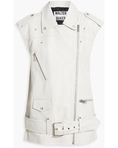 Walter Baker Edie Belted Leather Vest - White