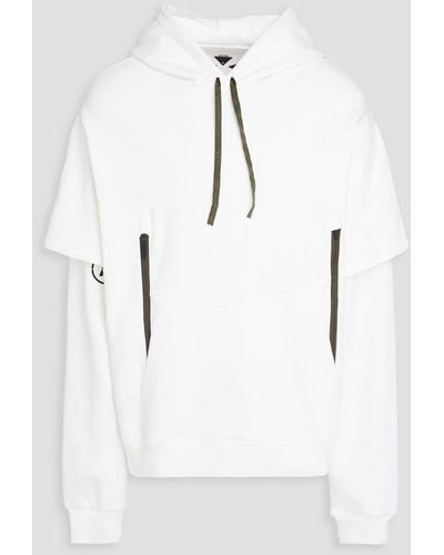 ACRONYM Mehrlagiger hoodie aus baumwollfleece mit print - Weiß