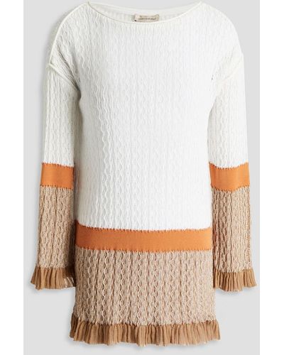 Gentry Portofino Color-block Crochet-knit Cotton Jumper - White