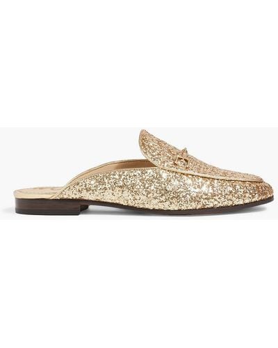 Sam Edelman Linnie Embellished Glittered Leather Slippers - White