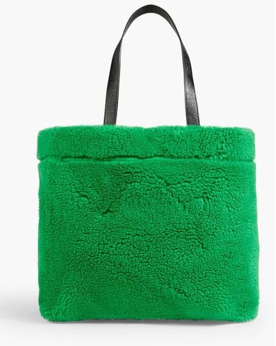 Stand Studio Shopping tote bag aus shearling-imitat - Grün