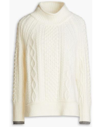Alex Mill Camil Cable-knit Wool-blend Turtleneck Sweater - White