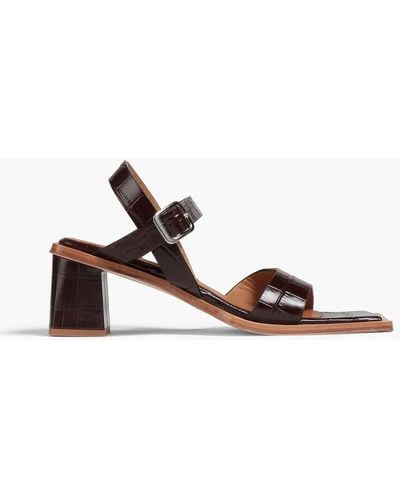 Miista Tara croc-effect leather sandals - Braun