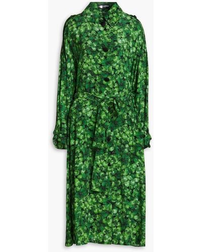Dolce & Gabbana Printed Silk Crepe De Chine Trench Coat - Green
