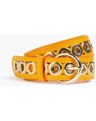 Sandro Eyelet-embellished Leather Belt - Orange