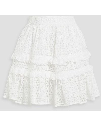 Aje. Lita Ruffled Broderie Anglaise Cotton Mini Skirt - White