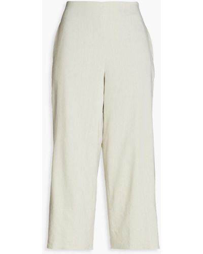 Vince Cropped Linen-blend Wide-leg Trousers - White