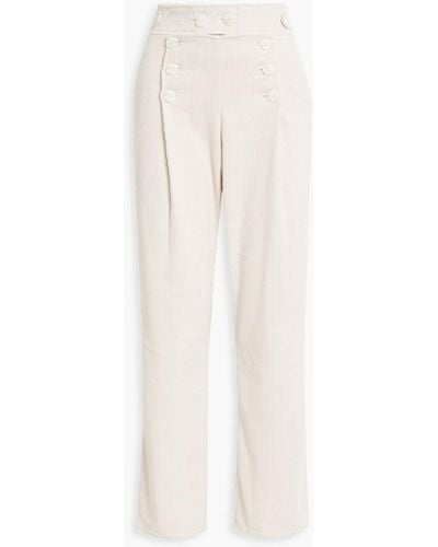 The Line By K Pleated Cotton-corduroy Straight-leg Pants - White
