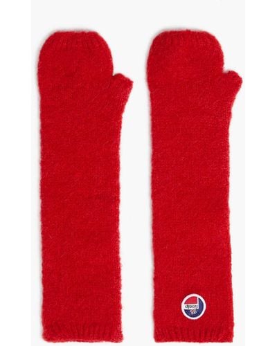 Fusalp Appliquéd Ribbed-knit Mittens - Red