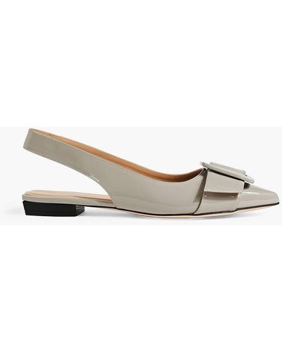 Sergio Rossi Milano Mia 010 Patent-leather Slingback Point-toe Flats - White