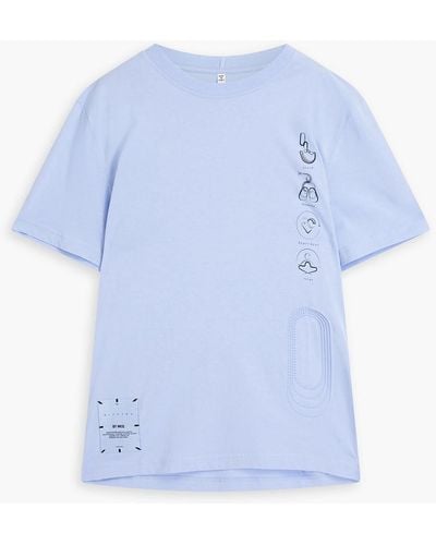 McQ Embossed Cotton-jersey T-shirt - Blue
