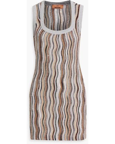 Missoni Sequin-embellished Crochet-knit Mini Dress - Brown