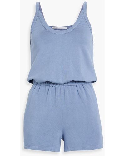 Stateside Tiler Peak Stretch Micro Modal And Cotton-blend Playsuit - Blue