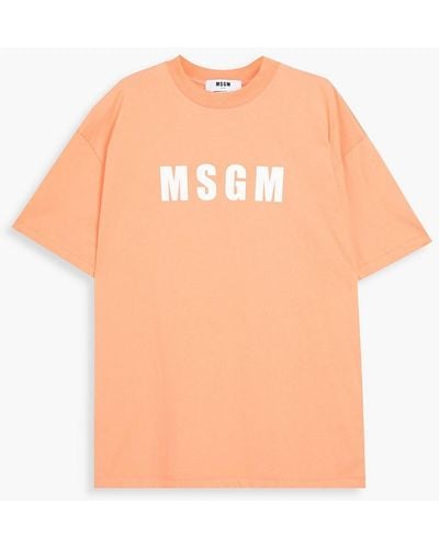 MSGM Logo-print Cotton-jersey T-shirt - Orange