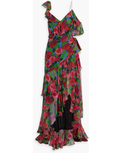 Carolina Herrera Ruffled Floral-print Silk-chiffon Gown - Red