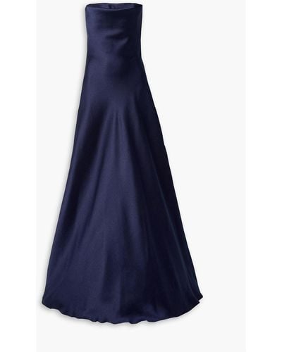 Reem Acra Strapless Mikado-piqué Gown - Blue