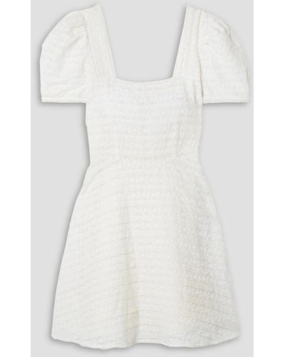 LoveShackFancy Drella Lace-trimmed Embroidered Cotton-voile Mini Dress - White