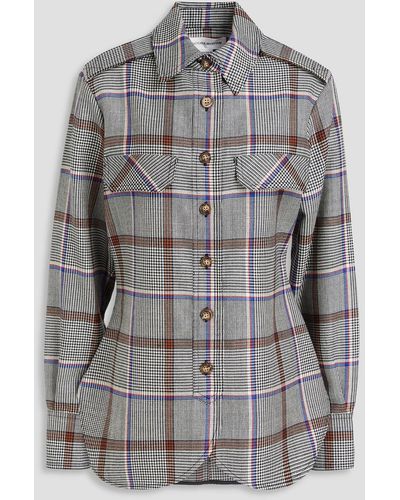Victoria Beckham Prince Of Wales Checked Wool Shirt - Grey