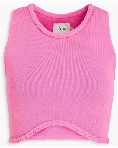 Aje. Elm Cropped Knitted Top - Pink