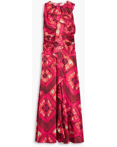 Ulla Johnson Othella Ruffled Printed Silk-twill Midi Dress - Red