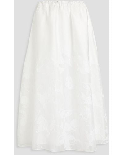 Emporio Armani Metallic Burnout Satin-crepe Midi Skirt - White