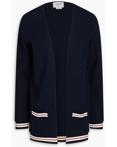 Thom Browne Striped Ribbed Cotton Cardigan - Blue