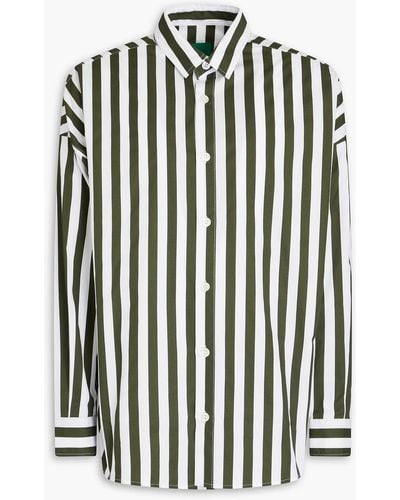 Emporio Armani Striped Cotton-poplin Shirt - Black