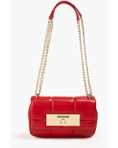 Love Moschino Quilted Faux Leather Shoulder Bag - Red