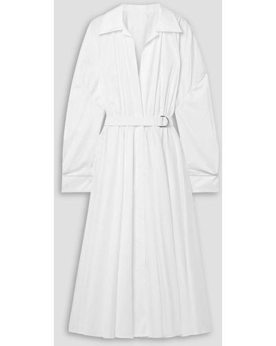 Norma Kamali Belted Cotton-poplin Midi Shirt Dress - White