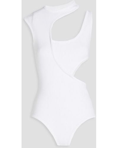 A.W.A.K.E. MODE Cutout Ribbed Stretch-cotton Jersey Bodysuit - White