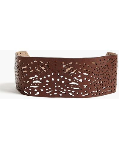 Brunello Cucinelli Bead-embellished Laser-cut Leather Waist Belt - Brown