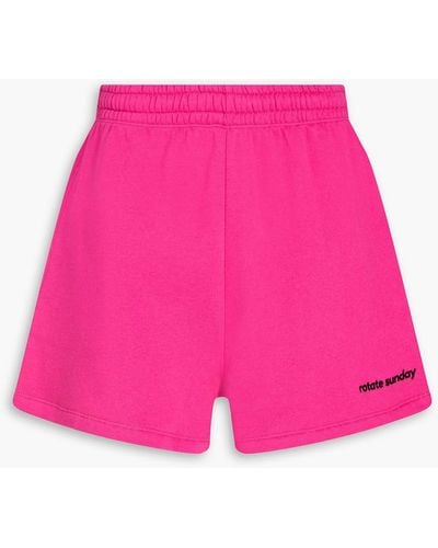 ROTATE BIRGER CHRISTENSEN Roda shorts aus baumwollfleece mit stickereien - Pink