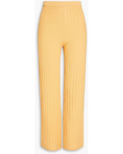 Sandro Baltimore Ribbed-knit Flared Pants - Yellow