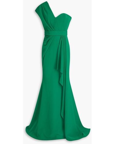 Rhea Costa Drapierte robe aus crêpe mit asymmetrischer schulterpartie - Grün