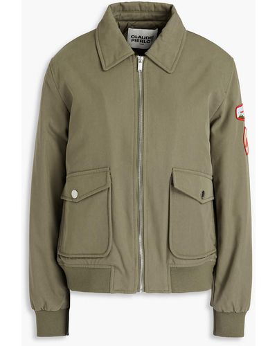 Claudie Pierlot Embellished Cotton-blend Gabardine Jacket - Green