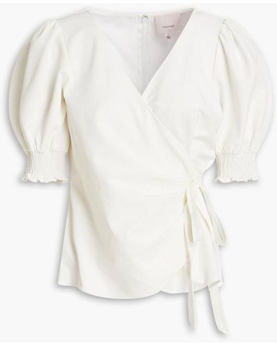 Cinq À Sept Andria Wrap-effect Pleated Stretch-crepe Top - White