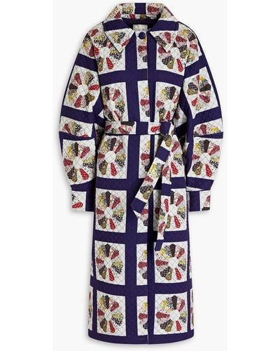 Sea Pippin Quilted Floral-print Cotton Coat - Blue