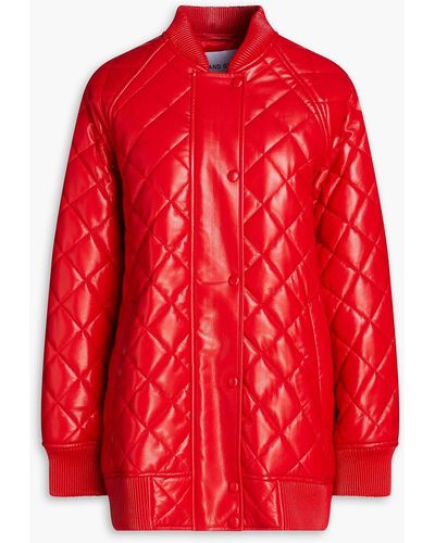 Stand Studio Estelle Oversized Quilted Faux Leather Jacket - Red