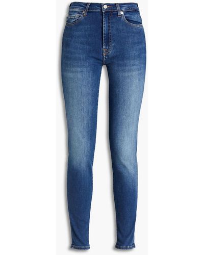 7 For All Mankind Hw Skinny Mid-rise Skinny Jeans - Blue