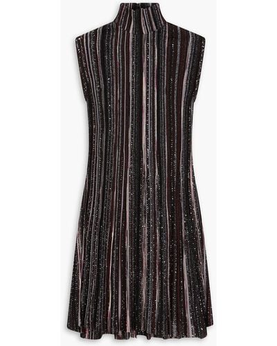 Missoni Metallic Crochet-knit Turtleneck Mini Dress - Black