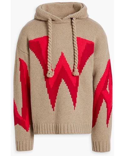 JW Anderson Intarsia Wool Hoodie - Red