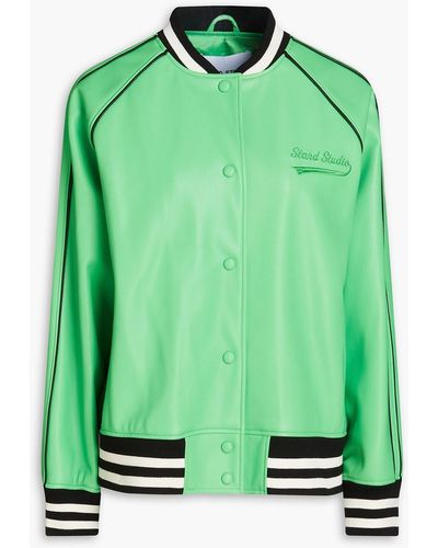 Stand Studio Eloise Faux Leather Bomber Jacket - Green