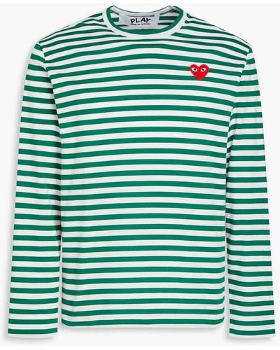 Comme des Garçons Appliquéd Striped Cotton-jersey T-shirt - Green