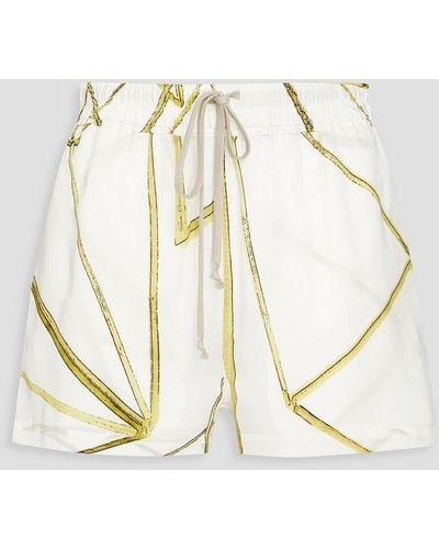Rick Owens Printed Cupro Shorts - White