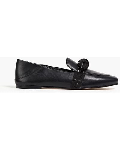 Stuart Weitzman Bandeau Bow-embellished Leather Loafers - Black