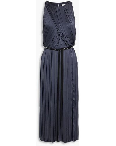 3.1 Phillip Lim Cutout Studded Wrap-effect Satin Midi Dress - Blue