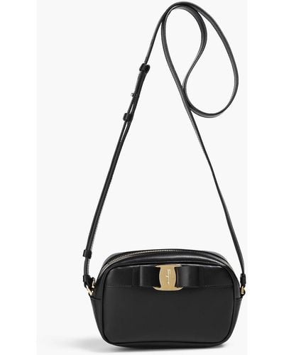 Ferragamo Vara Bow Leather Shoulder Bag - Black