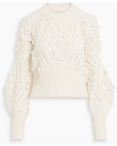 Zimmermann Pompom-embellished Pointelle-knit Jumper - White