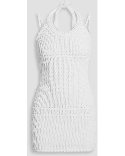 Jacquemus Nuvola Ribbed-knit Halterneck Mini Dress - White