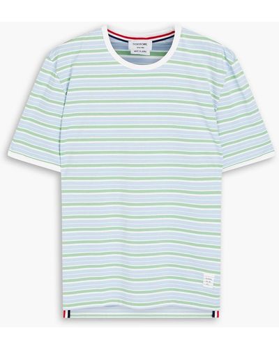 Thom Browne Striped Cotton-jersey T-shirt - Blue